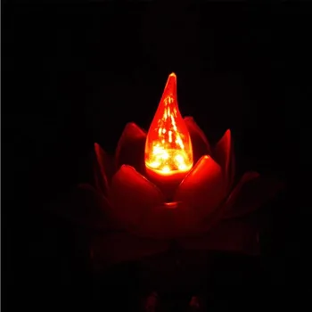 E12 Raudona lotus Žvakių šviesos Buda 1W led energijos taupymo lempa x10