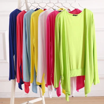 Naujas 2019 m. Pavasarį, vasarą, Rudenį moterų megztinis plonas transporto rūšių saldainiai spalva ilgai viršutiniai drabužiai saulės larg dydžio Netaisyklingos skara kailis
