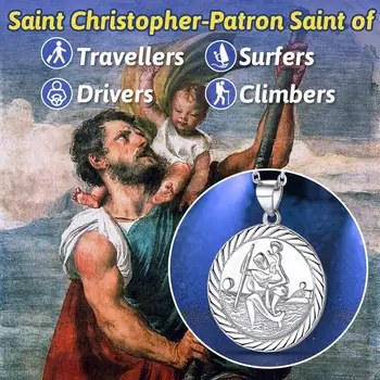U7 Saint Christopher Medalis Karoliai Sterlingas Sidabro Karoliai Pakabukas Religinių Krikščionių Papuošalai, Monetos, Pakabukai, Moterims, Vyrams, P107