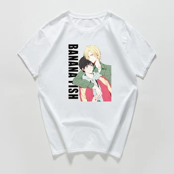 Nauji vyriški marškinėliai Pavasario vasaros BANANŲ ŽUVŲ Manga Mados Print T shirt Hip-Hop Pora Atsitiktinis Anime Harajuku Tracksuit Vyrams