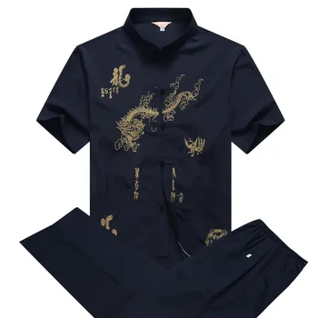 Pardavimo mens medvilnės skalbiniai kung fu marškinėliai vienodas juodas uniformas, tradicinė kinų drabužių vyrams medvilnės hanfu chi viršūnes kelnės