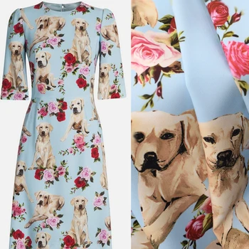 2 spalvų Mados Rose šuo skaitmeninės tapybos bauda ruoželiniu satino audinio suknelė pliušinis audiniai tissu as metrų telas tissus kratinys
