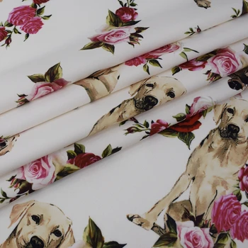 2 spalvų Mados Rose šuo skaitmeninės tapybos bauda ruoželiniu satino audinio suknelė pliušinis audiniai tissu as metrų telas tissus kratinys