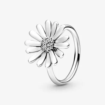 Specialus pasiūlymas 2020 m. Pavasarį Autentiški 925 Sterlingas Sidabro Žiedas Putojantis Daisy Gėlių Karūna, Žiedai, Moterų Dalyvavimas Papuošalai