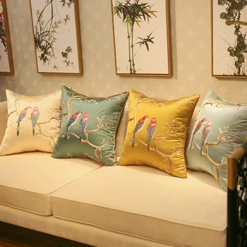 45x45/50x35cm Kinijos tradicinės išsiuvinėti paukščių pagalvėlė padengti dekoratyvinis siuvinėjimas šilko audinio pagalvė padengti sofos užvalkalas