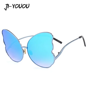 JIYOUOU akiniai nuo saulės moterims prekės ženklo dizaineris 2018 Naujas daugiakampio formos akiniai nuo saulės Drugelis metalo rėmas UV400 Būti padengti didmeninės