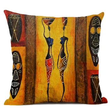 Afrikos Moterys Naftos Tapyba Meno Pagalvėlė Padengti Namų Sofos, Akvarelė Šokių Afrikos Moterų Pagalvę 45x45cm Skalbiniai, Pagalvės
