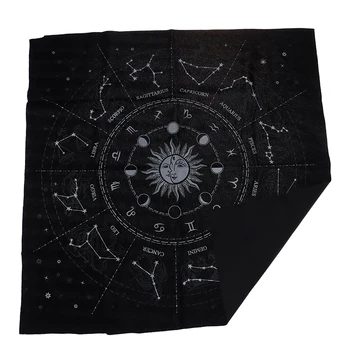 49x49cm Taro Staltiesė Triple Mėnulis Pentagram Pagoniškų Altorių Taro Medžiaga Flanelė Star Būrimą 12 Žvaigždynų Astrologija