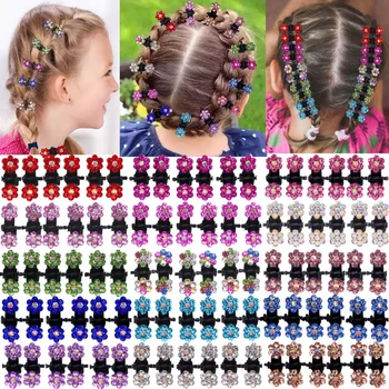 90Pcs Kūdikių Mergaičių Plaukų Letena Įrašus Kristalų, Cirkonio Mažyčių Plaukų Įrašą Spalvos Gėlių Plaukų Bang Pin vaikams, Moterims, Plaukų Aksesuarai