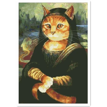 Katė Mona Lisa kryželiu paketo animacinių filmų gyvūnų 18ct 14ct 11ct audiniai medvilniniai siuvinėjimo siūlai 