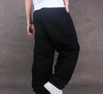 2020 Vyrų Pločio Kojų Džinsinio audinio Kelnės Hip-Hop juoda Atsitiktinis jean Baggy kelnės džinsai Reperis Riedlentė Atsipalaidavęs Džinsai poilsiu