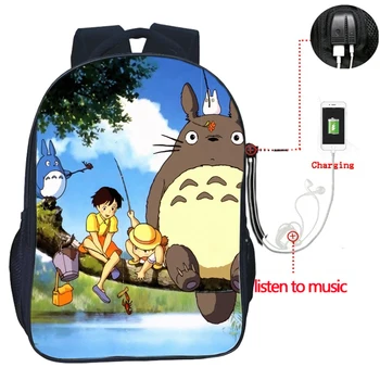 Aukštos Kokybės Totoro USB Mokestis Kuprinė Studentų Berniukų, Mergaičių Knyga ant nugaros Mados Atkakli Toli Kuprinę Paaugliams
