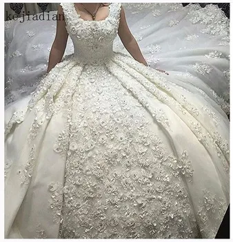 Plus Size Visiškai nėrinių Prabanga Kamuolys Suknelė Vestuvių Suknelės 2020 chalatas de mariage vestido de noiva Princesė Vestuvių Suknelė vestuvių suknelė