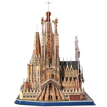 Klasikinis 3D Dėlionės Miestas Ispanijoje, Barselonoje, Romoje Sagrada Familia Katedra Įspūdį Plytų Žaislai masto Stilių, Modelių Rinkinių Pasaulyje Statybos