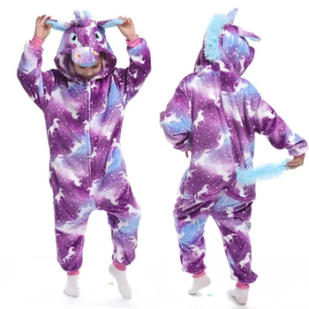 Kigurumi Vienaragis Pižama Vaikų Sleepwear Berniukams, Mergaitėms, Vaikams, Onesies Gyvūnų Kombinezonai Licorne Panda Anime Kostiumais Jumpsuit