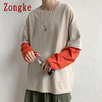 Zongke Kratinys Long Sleeve T Shirt Vyrams Drabužius Harajuku T-Shirt Vyrai Marškinėlius Japonijos Streetwear Vyrų Hip-Hop 3XL 2021