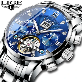 Relogio Masculino LIGE Laikrodžiai Vyrams Prabanga Viršuje Nauja Mada Vyrų Kūrybos Dizaineris Mechaninė Automatinė Vyrų Laikrodis+Box