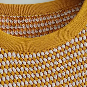 Moterys Pavasarį, Rudenį, Garstyčių Geltona ilgomis Rankovėmis Megztinis 2019 Naujas Za Sudurti Spalva Trikotažas Moterų Atsitiktinis O-kaklo Džemperis Džemperis