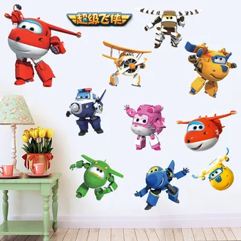 Animacinių Filmų Super Sparnus Deformacijos Lėktuvo Robotas Sienų Lipdukai Vaikams Vaikų Darželio Namų Puošybai Anime Plakatai Sienos Lipdukas Meno Žaidimas