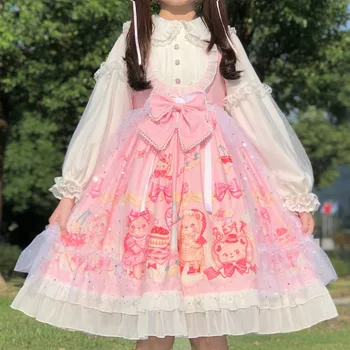 Naujas Kawaii Lolita Suknelė Ilgomis Rankovėmis Palaidinė Cos Princesė Dress Viktorijos Gotika Renesanso Arbatėlė Lolita Cute Drabužiai 5027