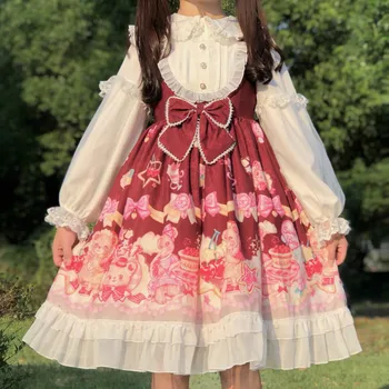 Naujas Kawaii Lolita Suknelė Ilgomis Rankovėmis Palaidinė Cos Princesė Dress Viktorijos Gotika Renesanso Arbatėlė Lolita Cute Drabužiai 5027