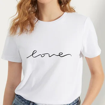 2019 Naujas Vasaros marškinėliai Moterims Meno laiškas spausdinti Marškinėlius Harajuku Plonas Skirsnio Baltos Viršūnės Moterų trumpomis rankovėmis T-shirt drabužiai