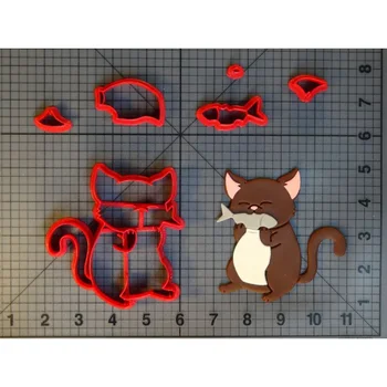 Gyvūnų formos Purrmaid katė kiaušinių mielas kačiukas nosies trimis kojomis katė formos 3D atspausdintas plastikas minkštas cookie cutters