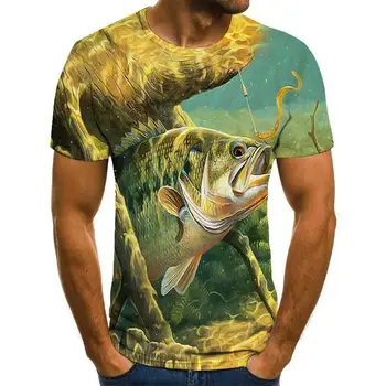 2020 naują atsitiktinis 3D atspausdintas vyrų T-shirt žuvų elementas 3D atspausdintas vyriški T-shirt žvejybos vyriški T-shirt mažos žuvys