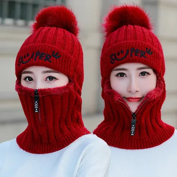 LINJW 2020 Naujas Pompom Žiemos Skrybėlę Medvilnės Plius Kašmyras Skrybėlės Moterims Merginos korėjos Stiliaus Siuvinėjimų Megzta kepurė Šilta žieminė Kepurė