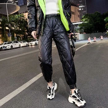 2020 Korėjos Medvilnės Žemyn Kelnes Žiemos Kelnės Moterims Streetwear Baltos Dirbtinės Žemyn Storas Šiltas Kelnes Kelnės Moterims Japonijos Karšto