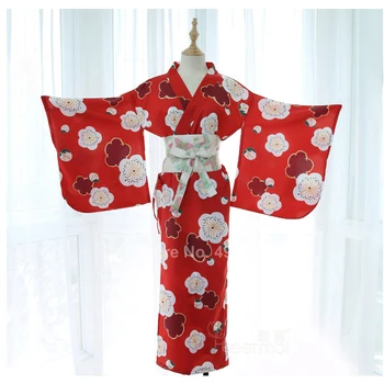Harajuku, Rytietiškas Japonų Stiliaus Sleepwear Moterų, Mergaičių, Raudona Gėlių Kimono Yukata Ilgas Chalatas, Laisvi Seksuali Pižama Homewear
