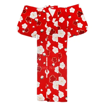 Harajuku, Rytietiškas Japonų Stiliaus Sleepwear Moterų, Mergaičių, Raudona Gėlių Kimono Yukata Ilgas Chalatas, Laisvi Seksuali Pižama Homewear
