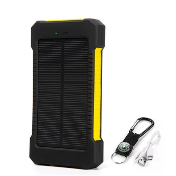 10000mAh Nešiojamų Išorės Baterijos Energijos banko LED SOS Žibintuvėlis GREITO Įkrovimo Saulės Powerbank smart Mobilųjį Telefoną