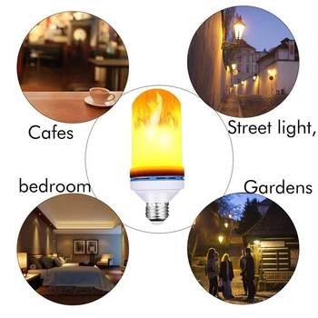 Karšta Liepsna lemputės, LED liepsnos poveikis, lemputė, 4 režimai, E26 standard base, analoginis dekoratyvinis apšvietimas, atostogų apdaila / viešbutis / baras