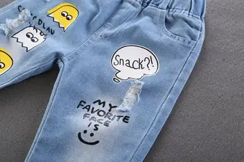 Vaikų džinsai baby kankina kelnes baby vaikų kelnes laiškas išspausdintas kelnės tiesūs džinsai vaikų kelnės