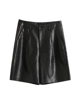 Getspring Moterų Kelnes Capris Aukšto Juosmens Pu Oda Moterų Pants Plus Size Vintage Black Wide Kojų Kelnės Rudens Drabužių 2020 Naujas