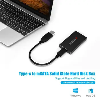 Nešiojamieji C iki mSATA Mobiliųjų Talpyklų Atveju, USB 3.1 SSD Kietojo Disko Adapteris Talpyklos Atveju, Mini Standžiojo Disko Dėžutė PC