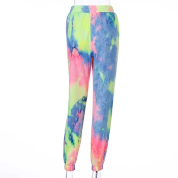 Neon Kaklaraištis Dažų Poilsiu Aukšto Juosmens Ilgai Baggy Pants Moterų Sweatpants Laisvas Kelnes 2020 M. Rudens-Žiemos Drabužių Streetwear