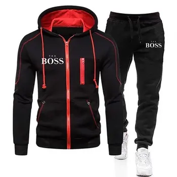 Taip Boss naujas sporto prekės vyrų kostiumo užtrauktuką hoodie atsitiktinis sportinę rudenį ir žiemą šilta, plius Paltai, vyriški drabužiai