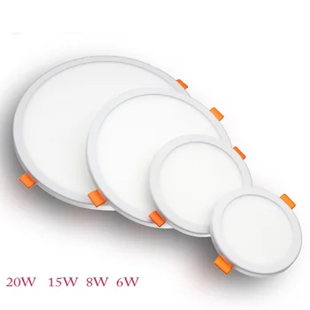 Naujas dizainas led skydelio lemputė 6w 8w 15w 20w reguliuojamo angos matmenys Apvali kvadratinė Slim led grupė lempa AC85-265V