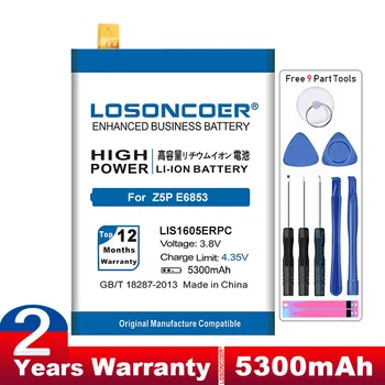 LOSONCOER 5300mAh LIS1605ERPC Aukštos Kokybės Baterija SONY Xperia Z5 Premium Z5P Dual E6853 E6883 Mobiliojo Telefono Baterija