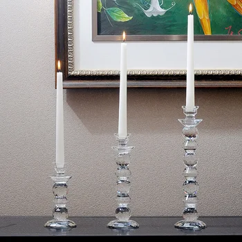 Krištolo Stiklo Candleholder Romantiška Vestuvių Stalo Candleholder Darbalaukio Tvarka Kristalų Šviestuvai Vestuvių Puošmena