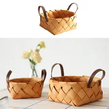 Rankų darbo Bambuko Saugojimo Krepšys Medžio drožlių austi krepšelį Japonijos apvalios duonos, vaisių laikymas Rankomis austi skalbinių krepšį, Namų Saugojimas