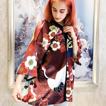 Kimono Moterų Yukata Haori Japonų Kimono Megztinis Yukata Moterų Japonų Drabužių Streetwear Minkštas Mergina Estetinės Drabužius FF2018