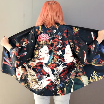 Kimono Moterų Yukata Haori Japonų Kimono Megztinis Yukata Moterų Japonų Drabužių Streetwear Minkštas Mergina Estetinės Drabužius FF2018