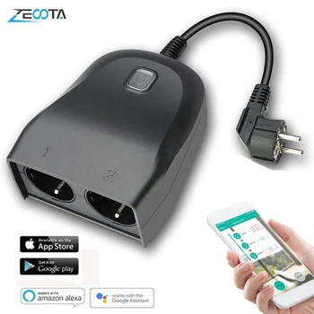 Wifi Smart Plug Power Strip Elektros Extenstion Lizdai Dual Lizdo Lauko oro sąlygoms Belaidžio Nuotolinio valdymo pagal Alexa 