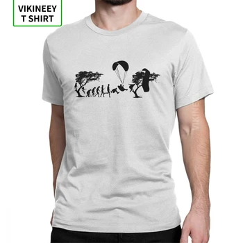 Vyrų Marškinėliai Parasparnių Evoliucija T-Shirt Paraglider Juokinga Nuostabus Trumpas Rankovės Tees Crewneck Šukuotinės Medvilnės Originalių T-Shirt