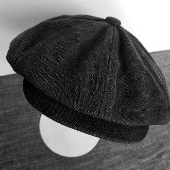 Newsboy vyrų ir moterų pavasarį ir rudenį lauko aštuoniakampis skrybėlę dailininko skrybėlę retro lokomotyvų skrybėlę anglų platus kraštų bžūp