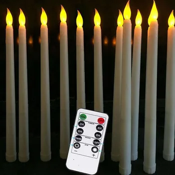LED Žvakės Nuotolinio Valdymo Polių Vaškas 6 Žvakės + 1 Nuotolinio valdymo Grupė Decorat Siaurėjantys Nuotolinio Plastiko Žvakės Flameless Vakarienė Deco