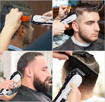 Kemei Plaukų Clipper Elektriniai plaukų žoliapjovės vyrų elektriniai plaukų pjovimo profesinės kirpykla plaukų clipper įkraunama plaukų kirpimas 3